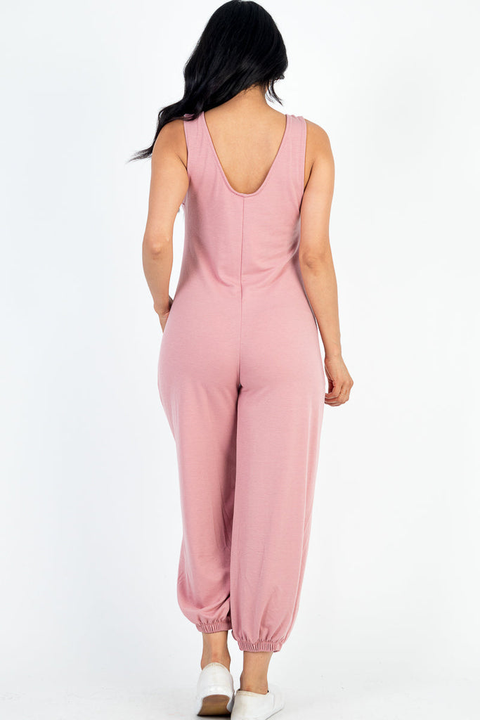 FRENCH TERRY SLEEVELESS JUMPSUIT