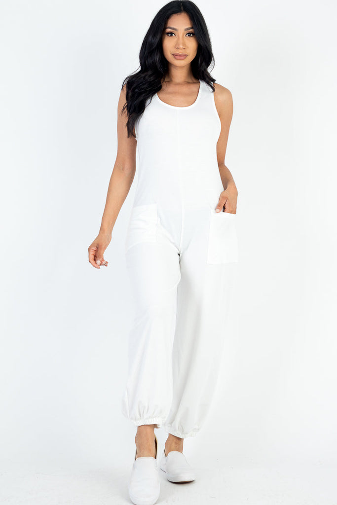 FRENCH TERRY SLEEVELESS JUMPSUIT